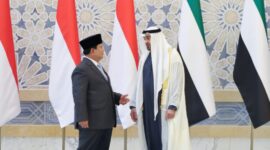 Pertemuan bilateral antara Presiden RI Prabowo Subianto dan Presiden Uni Emirat Arab (UEA) Mohammed bin Zayed Al Nahyan di Istana Kepresidenan Qasr Al Watan, Sabtu (23/112024). (Dok. Tim Komunikasi Prabowo Subianto)